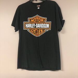 Harley-davidson Men's Black and Orange T-shirt